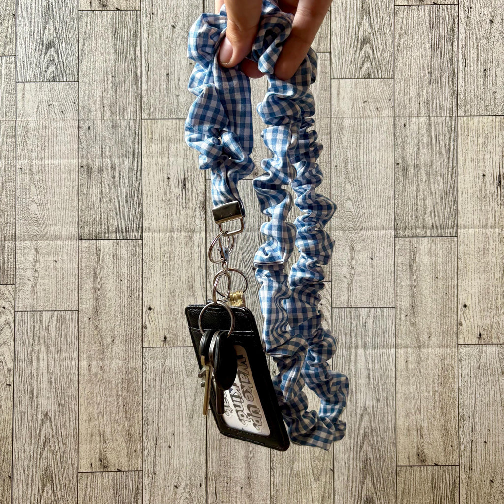 Blue Gingham Lanyard