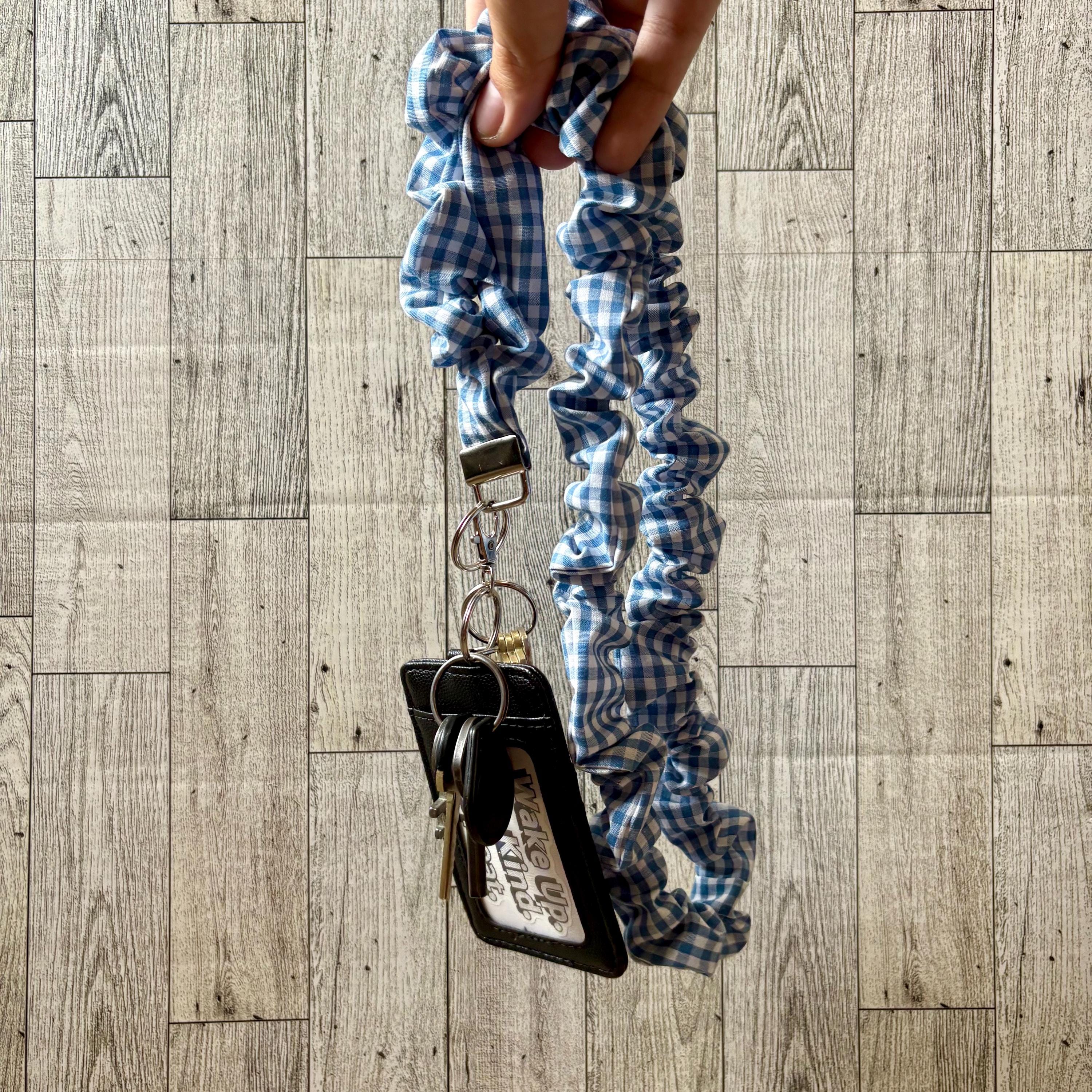 Blue Gingham Lanyard