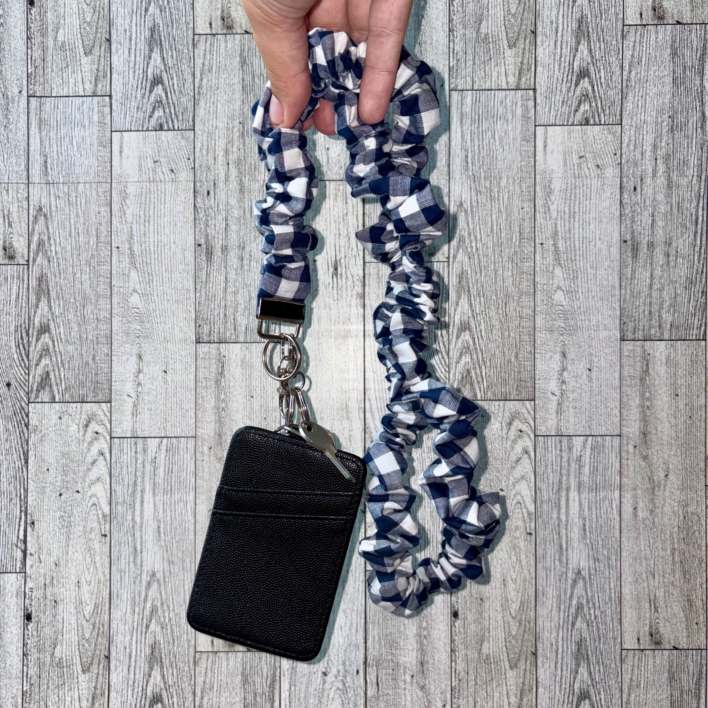 Navy Gingham Lanyard