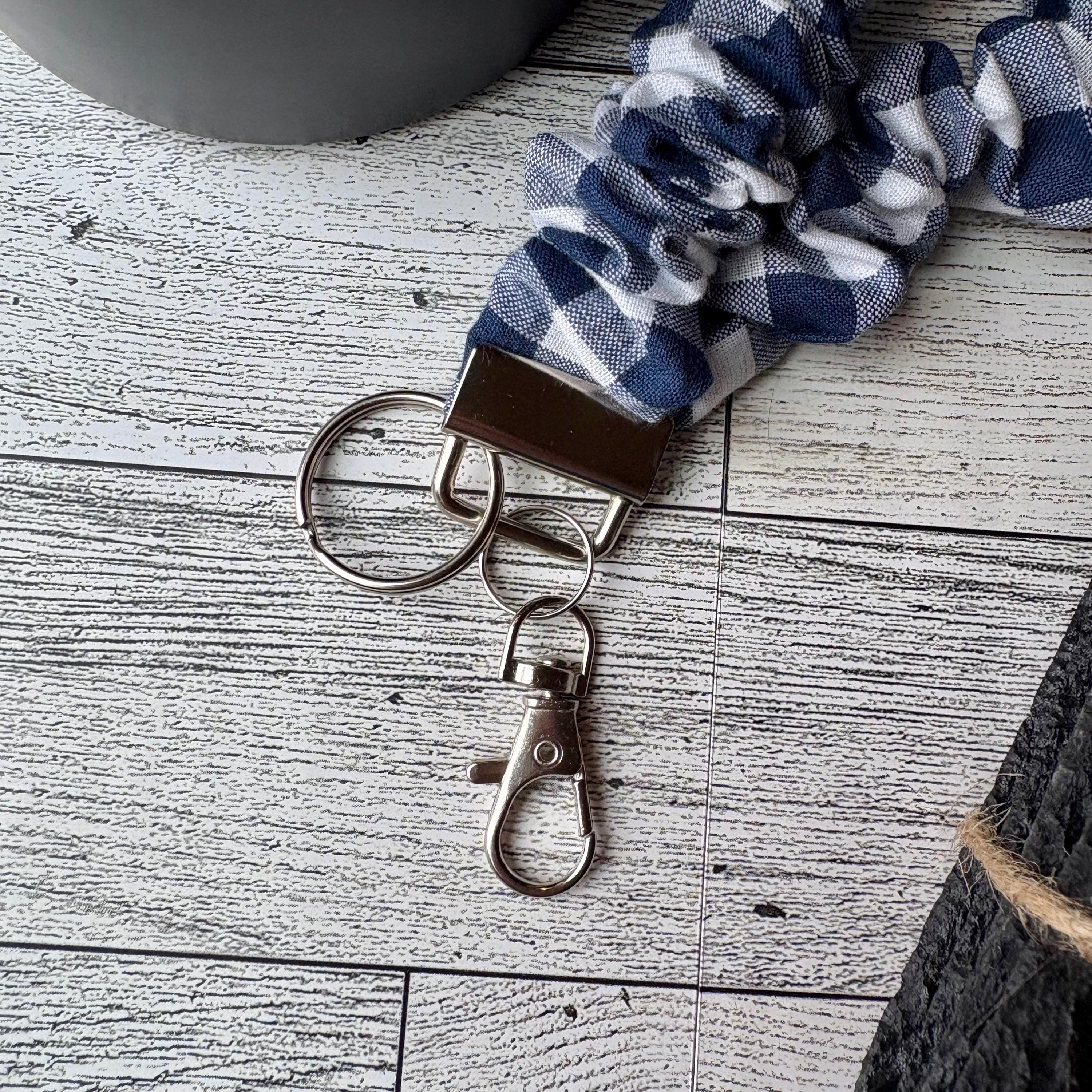 Navy Gingham Lanyard
