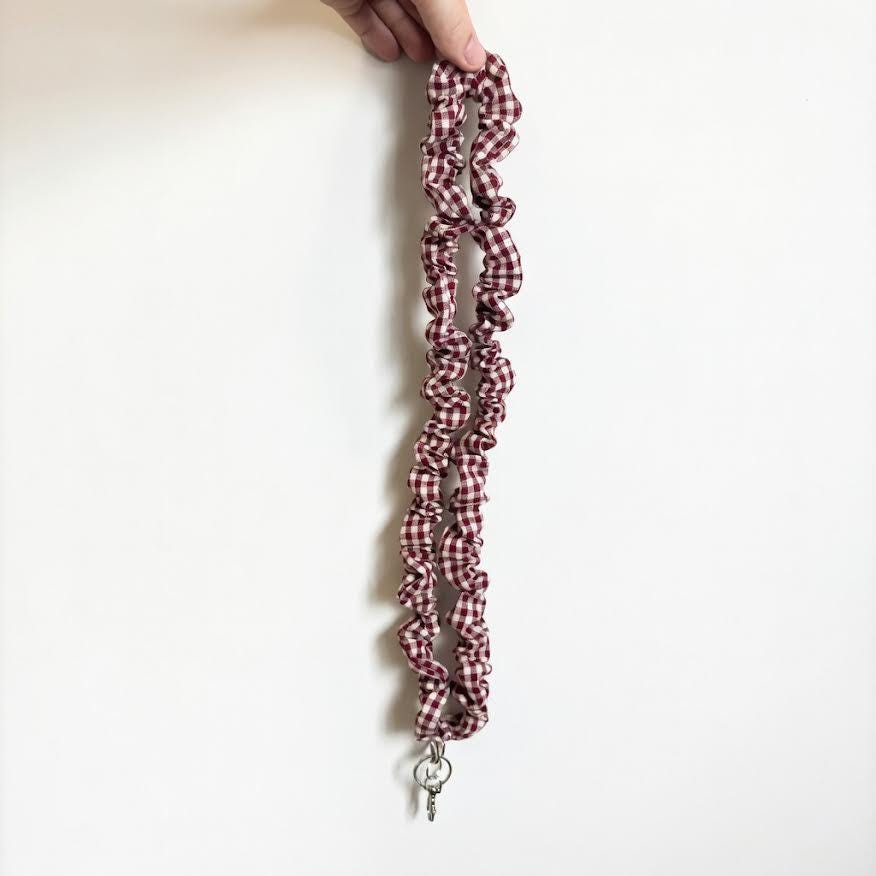 Burgundy Gingham Lanyard
