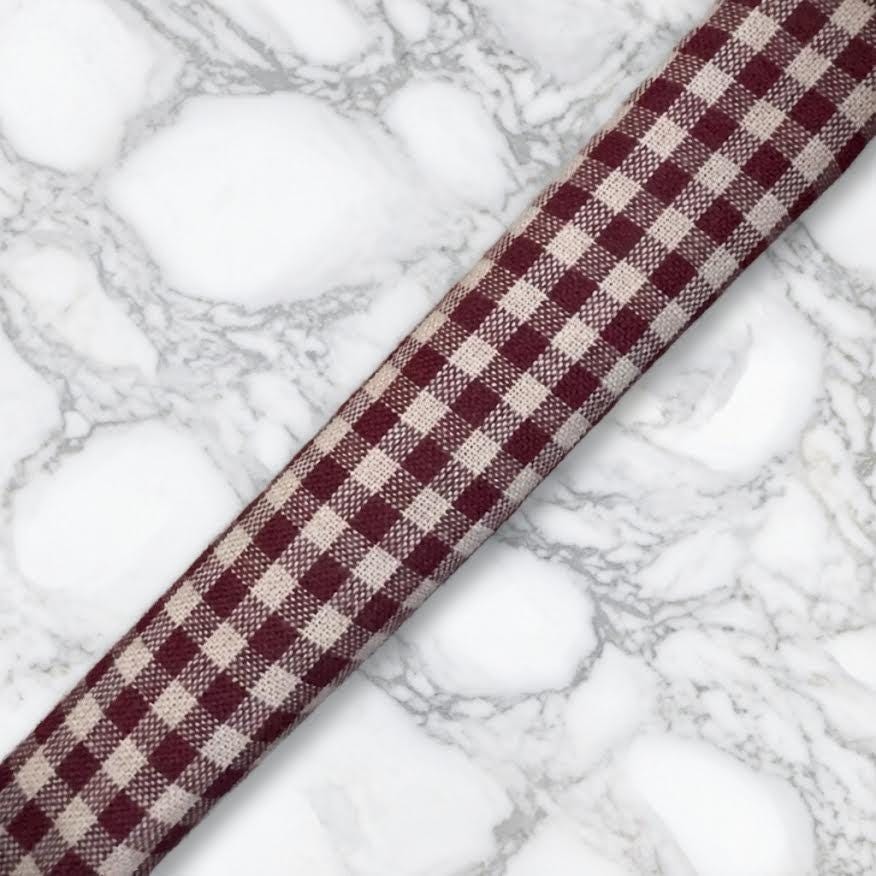 Burgundy Gingham Lanyard