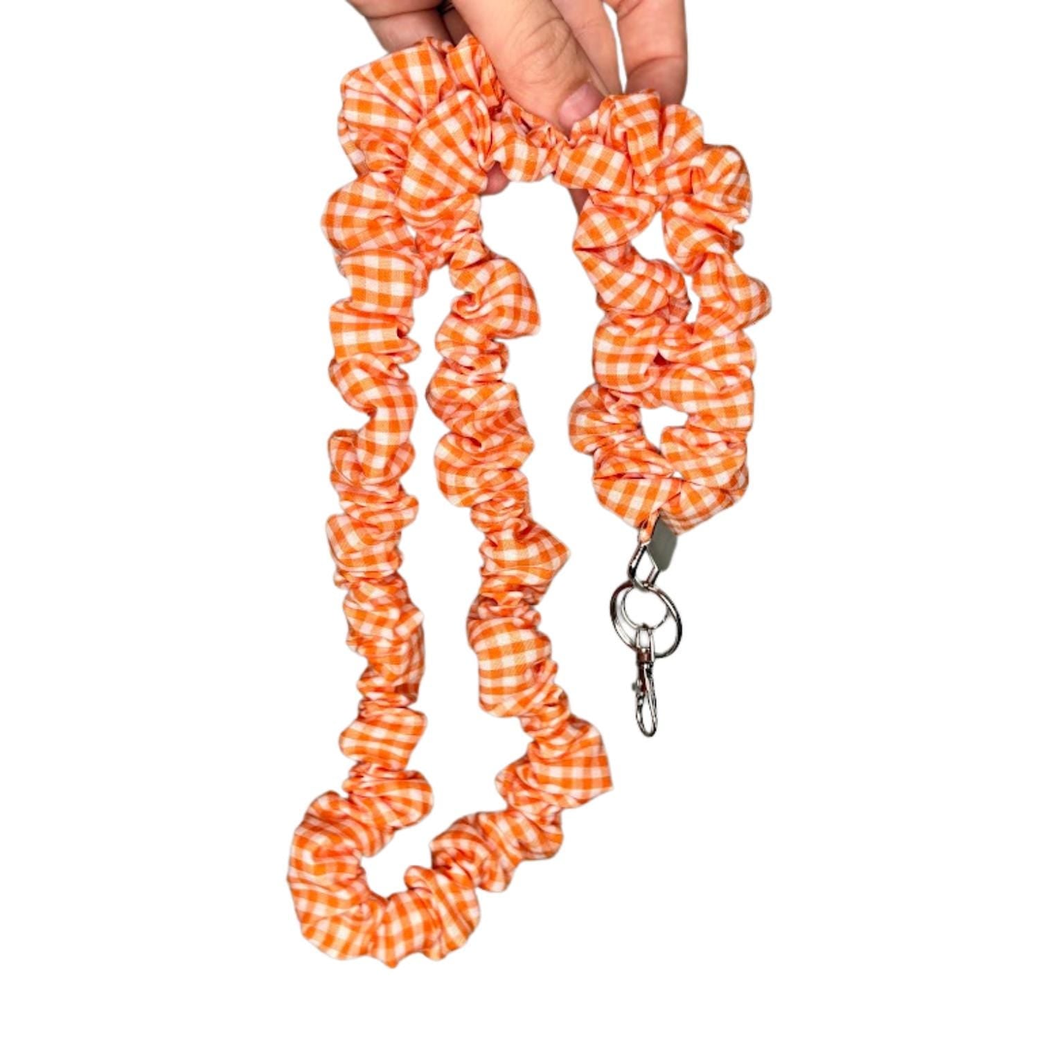 Orange Gingham Lanyard