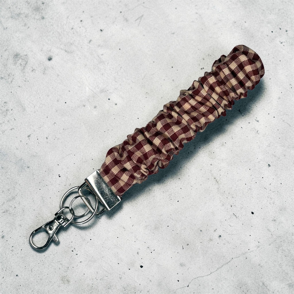 Burgundy Gingham Wristlet