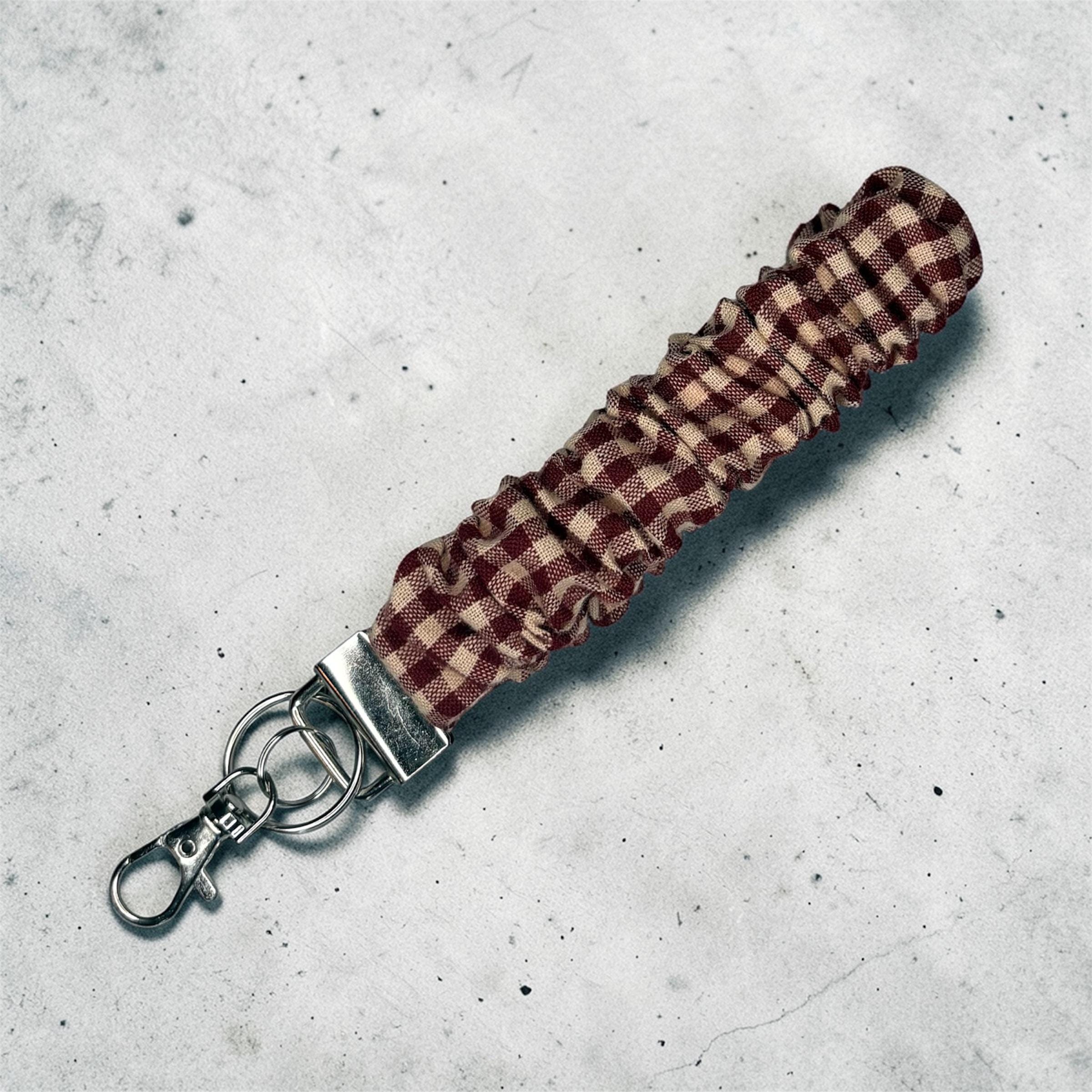 Burgundy Gingham Wristlet