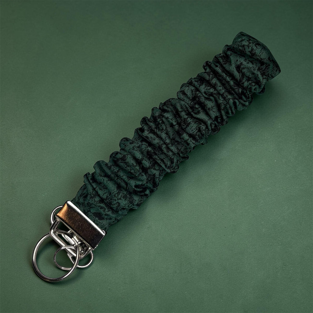 Dark Green Floral Wristlet