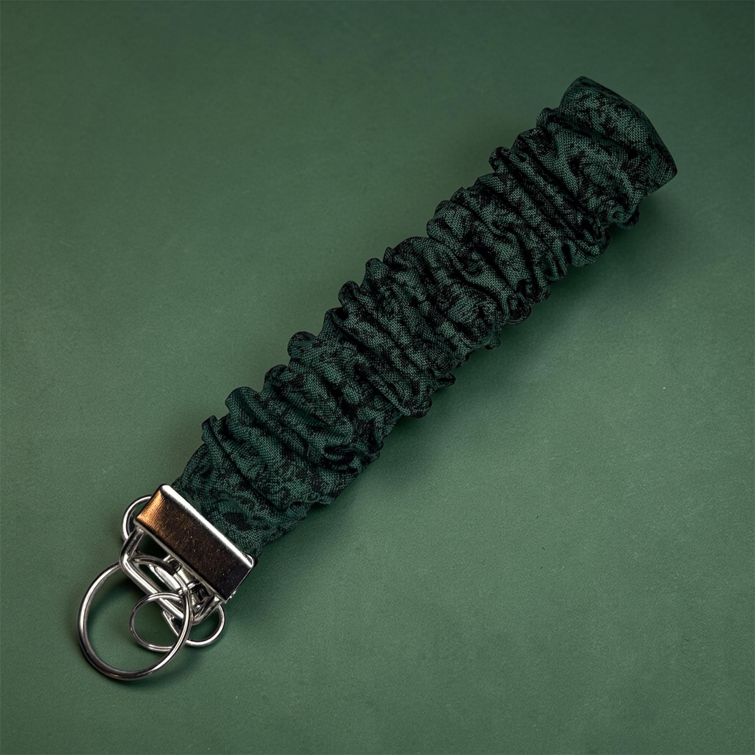 Dark Green Floral Wristlet