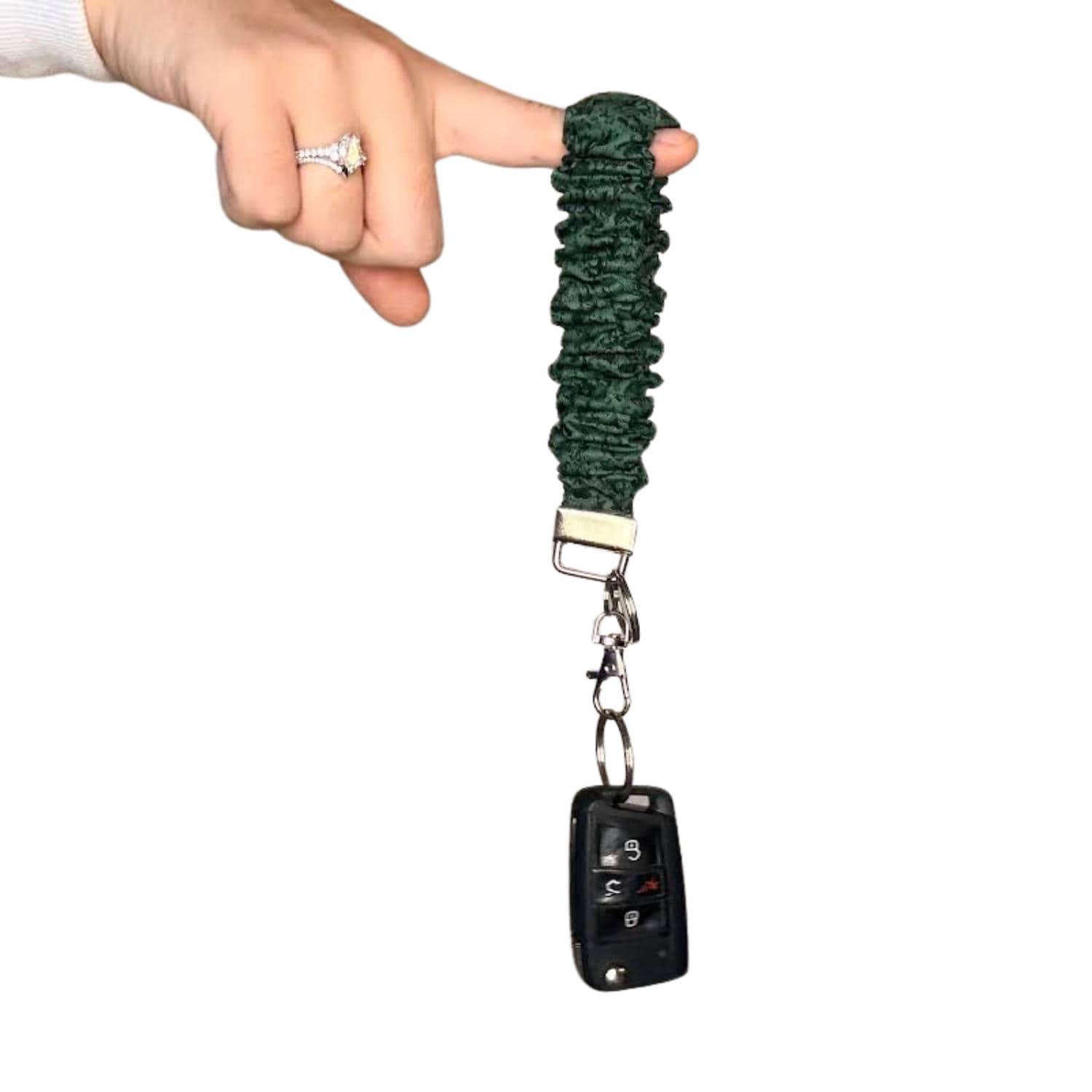 Dark Green Floral Wristlet