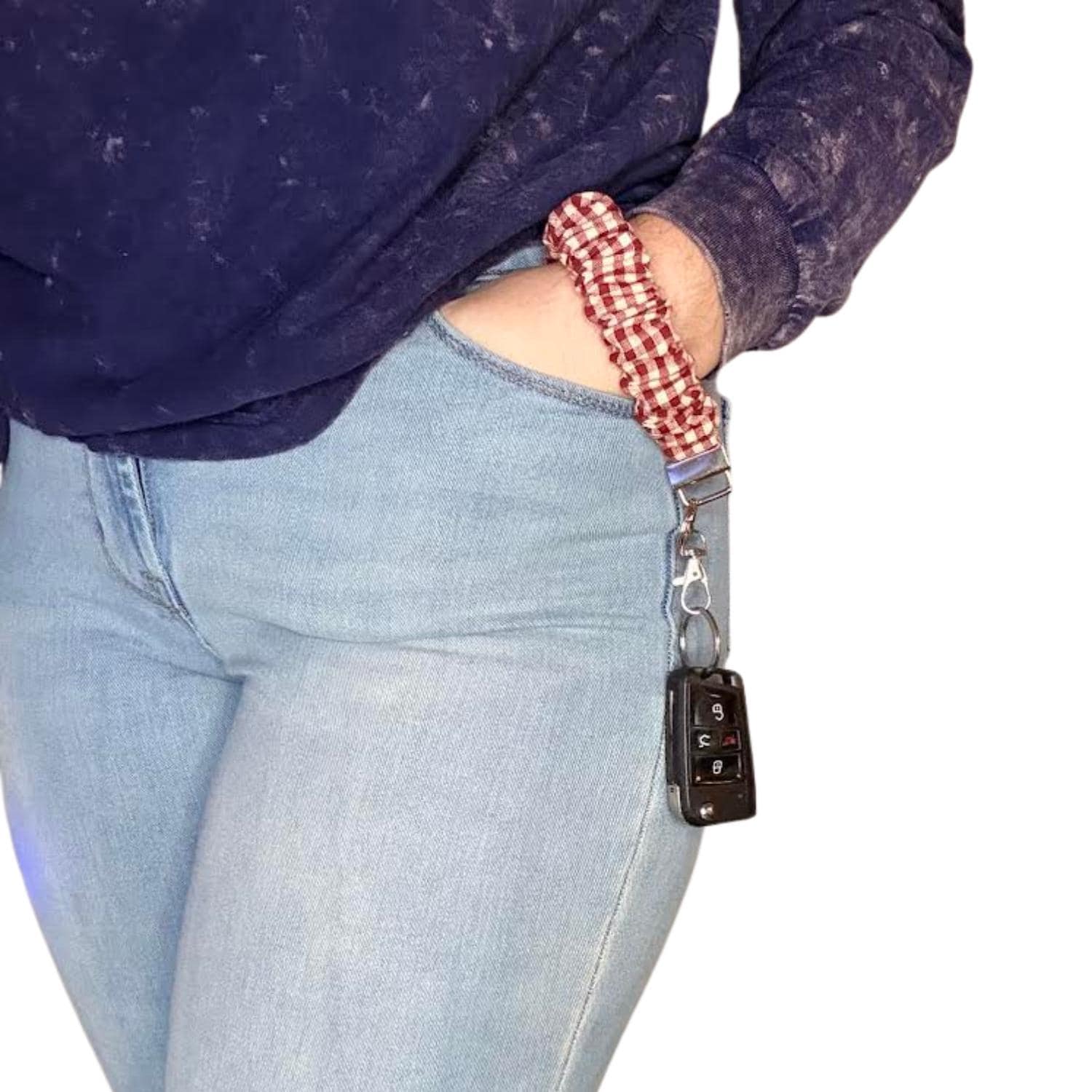 Burgundy Gingham Wristlet