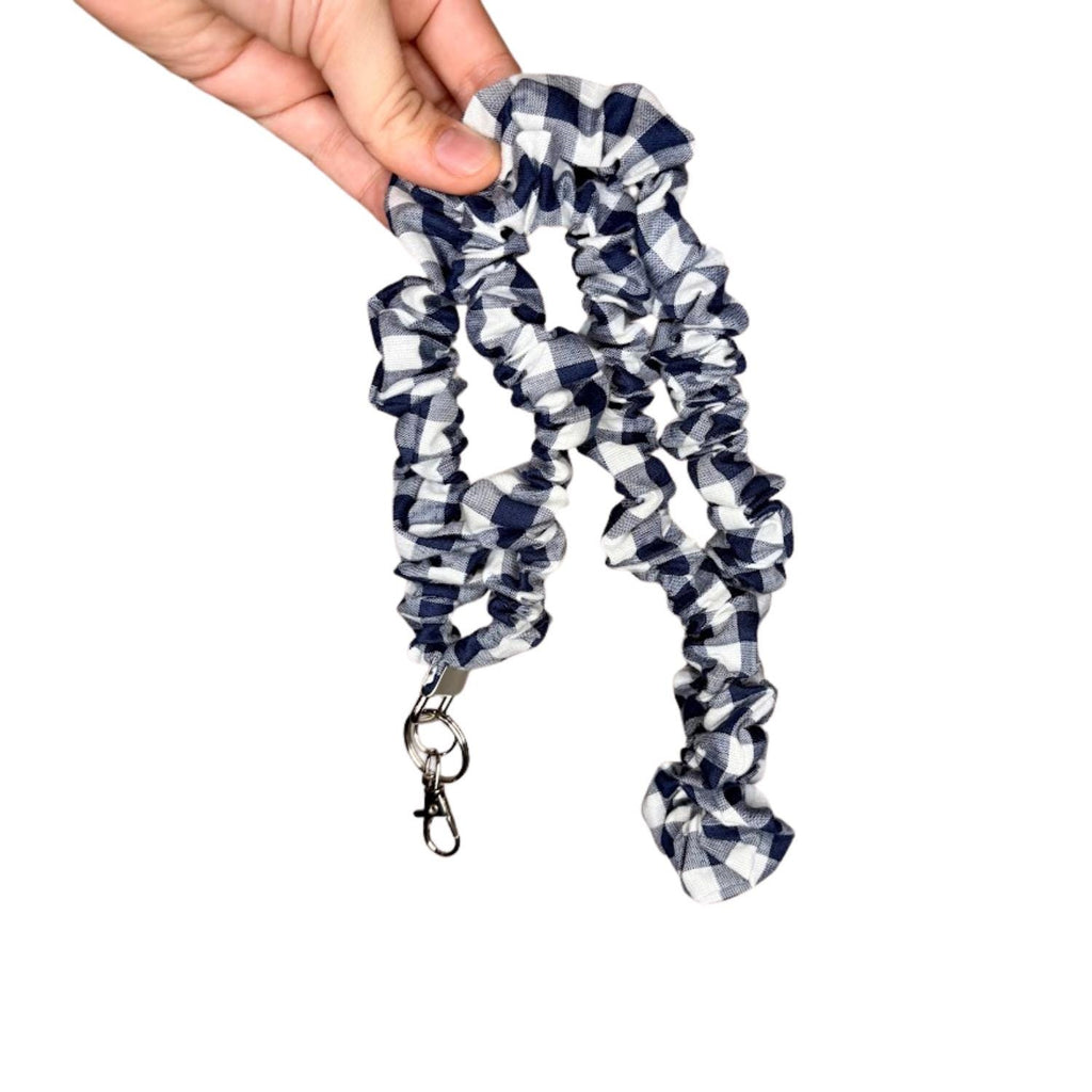 Navy Gingham Lanyard